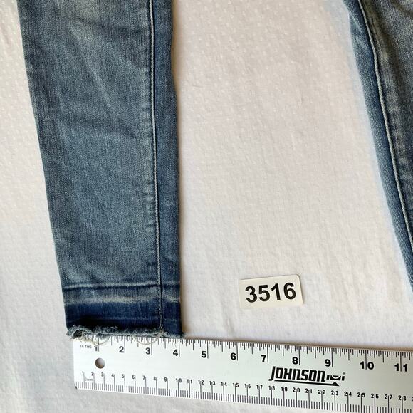 Rue 21 Women Jean Jeggings size 4 Blue Mid Rise Stretch Frayed - Picture 5 of 11